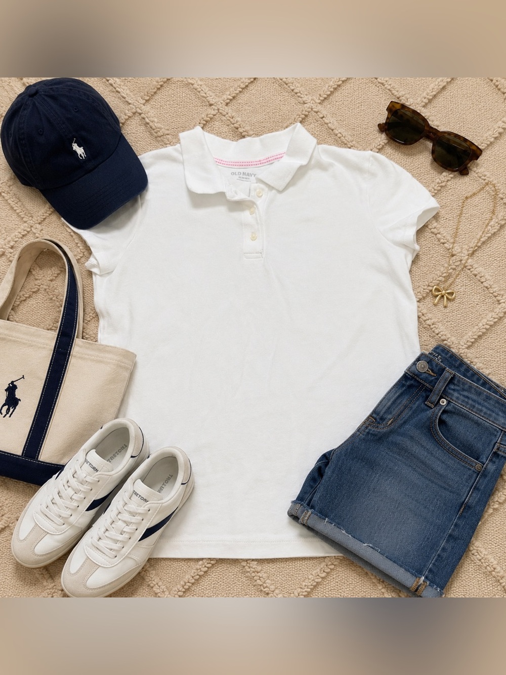 Old Navy Girls White Uniform Polo Shirt Size XL 14-16 Short Sleeve